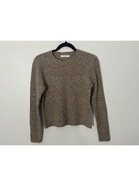 Co Collection Wool Cashmere Blend Brown Tan Speckled Ribbed Sweater Size Small